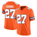 D.Broncos #27 J.K. Dobbins Player Orange Limited Alternate Vapor F.U.S.E. Throwback Game Ddoa Stitched Jerseys