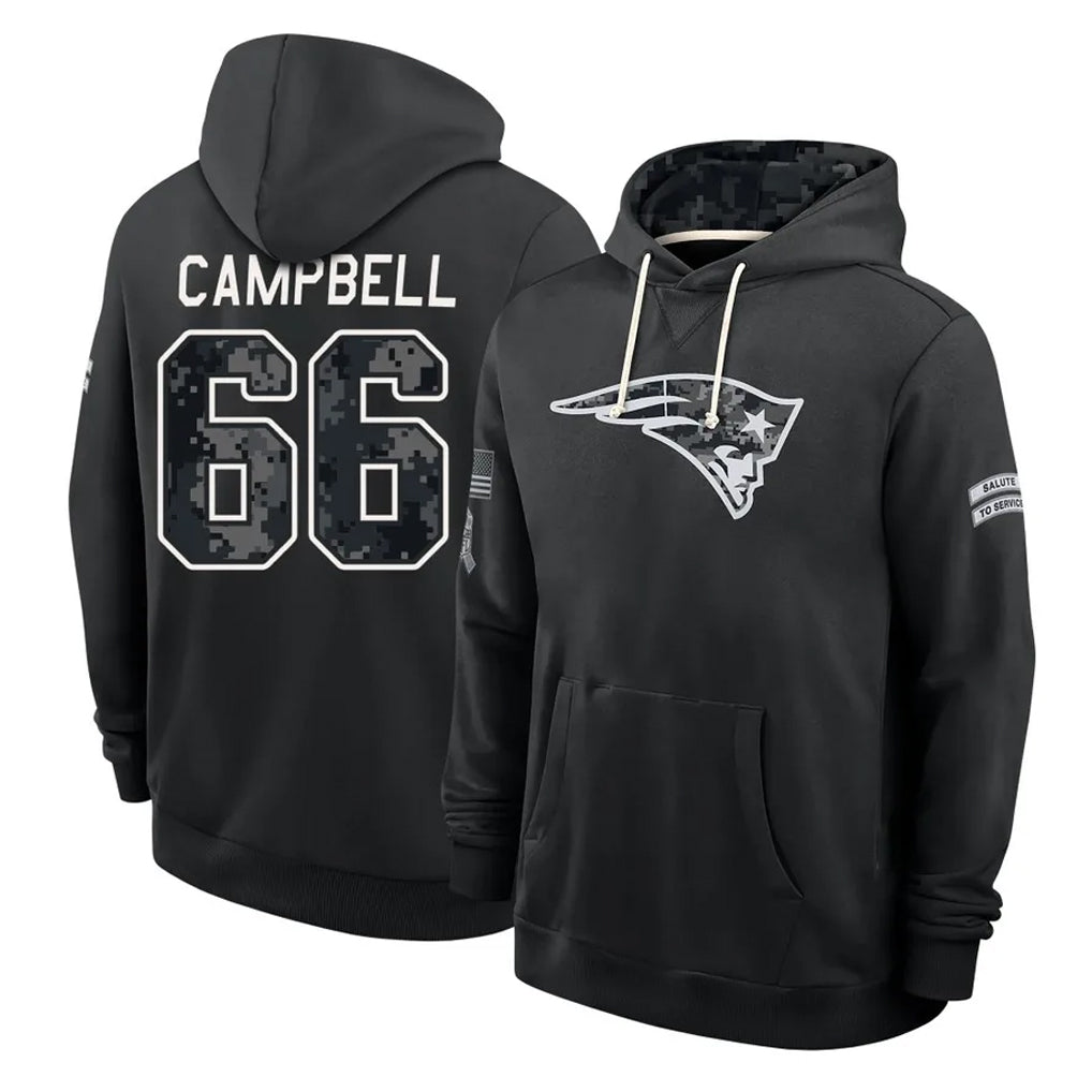 NE.Patriots #66 Will Campbell Player 2026 Black Logo Pullover Hoodies Limited Game Ddoa Stitched Jerseys