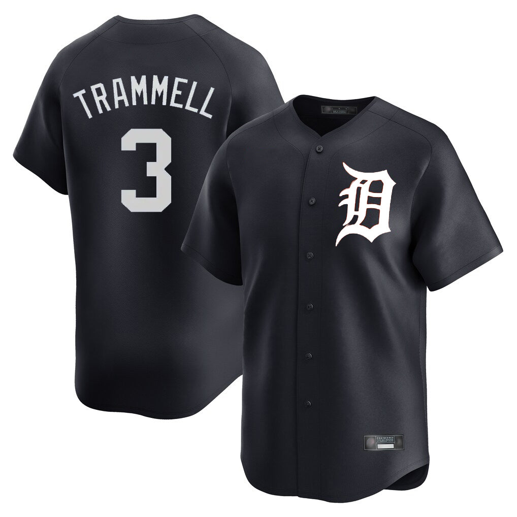 D.Tigers #3 Alan Trammell Player Navy Home Limited Game Ddoa Stitched Jerseys