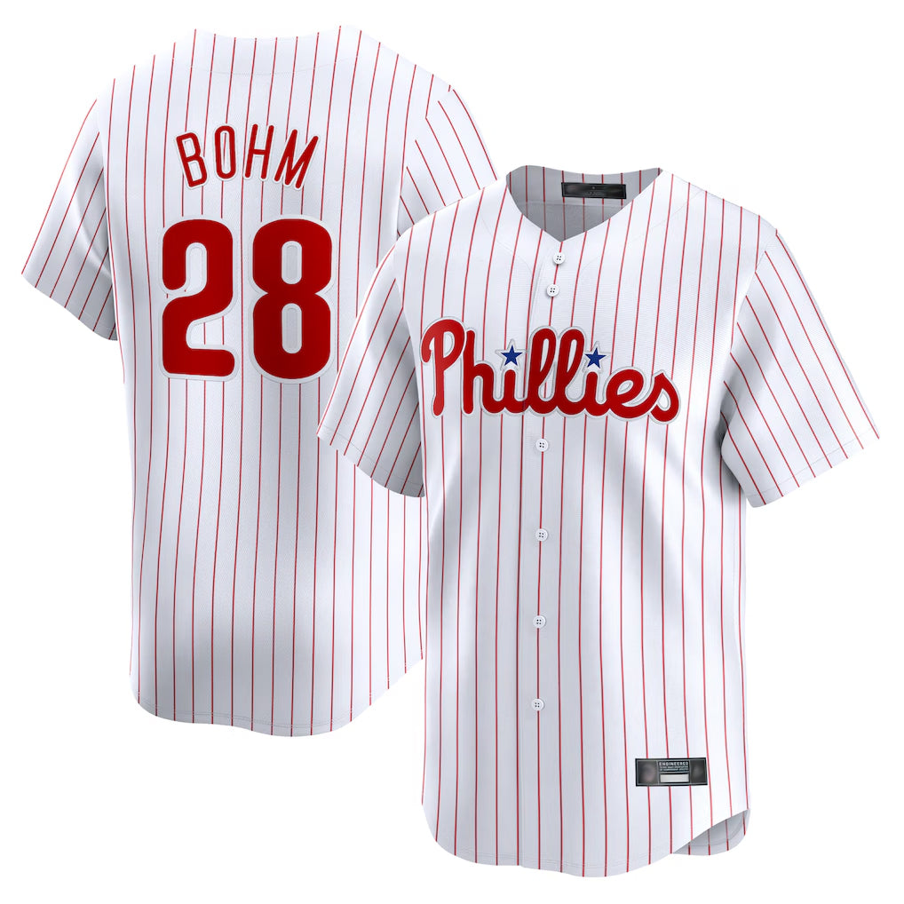 P.Phillies #28 Alec Bohm Player White Home Limited Ddoa Stitched Jerseys