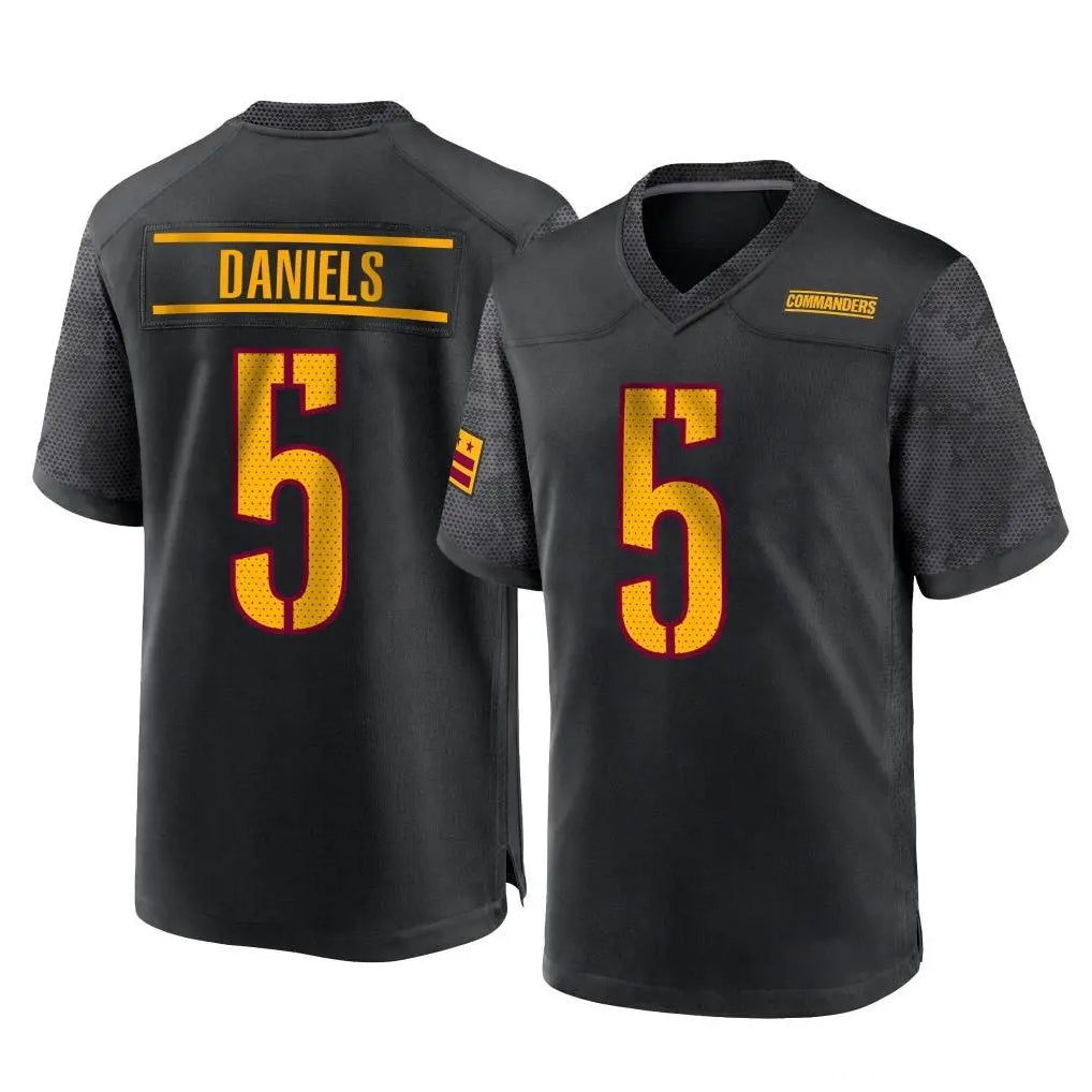 W.Commanders #5 Jayden Daniels Player Black Home Game Ddoa Stitched Jerseys