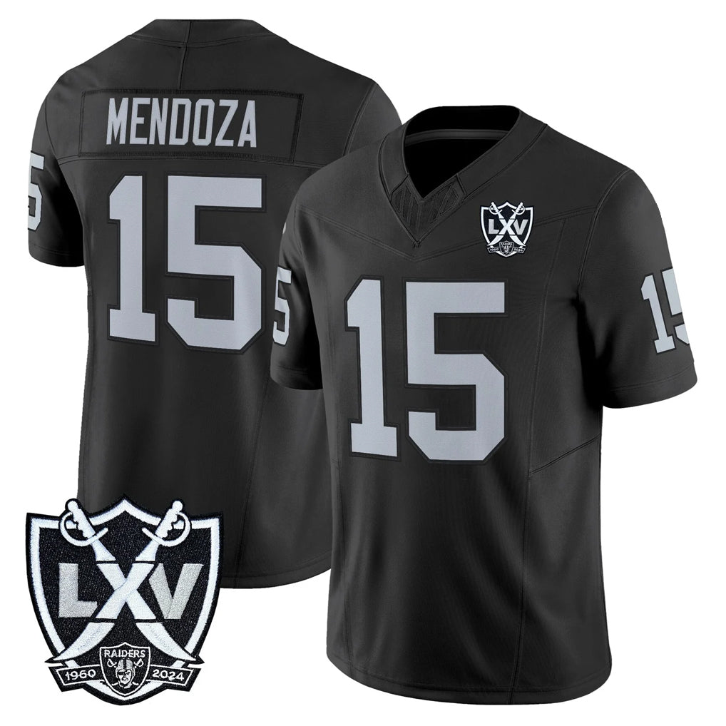 LV.Raiders #15 Fernando Mendoza Player Black 2026 Vapor Limited Home Game Ddoa Stitched Jerseys