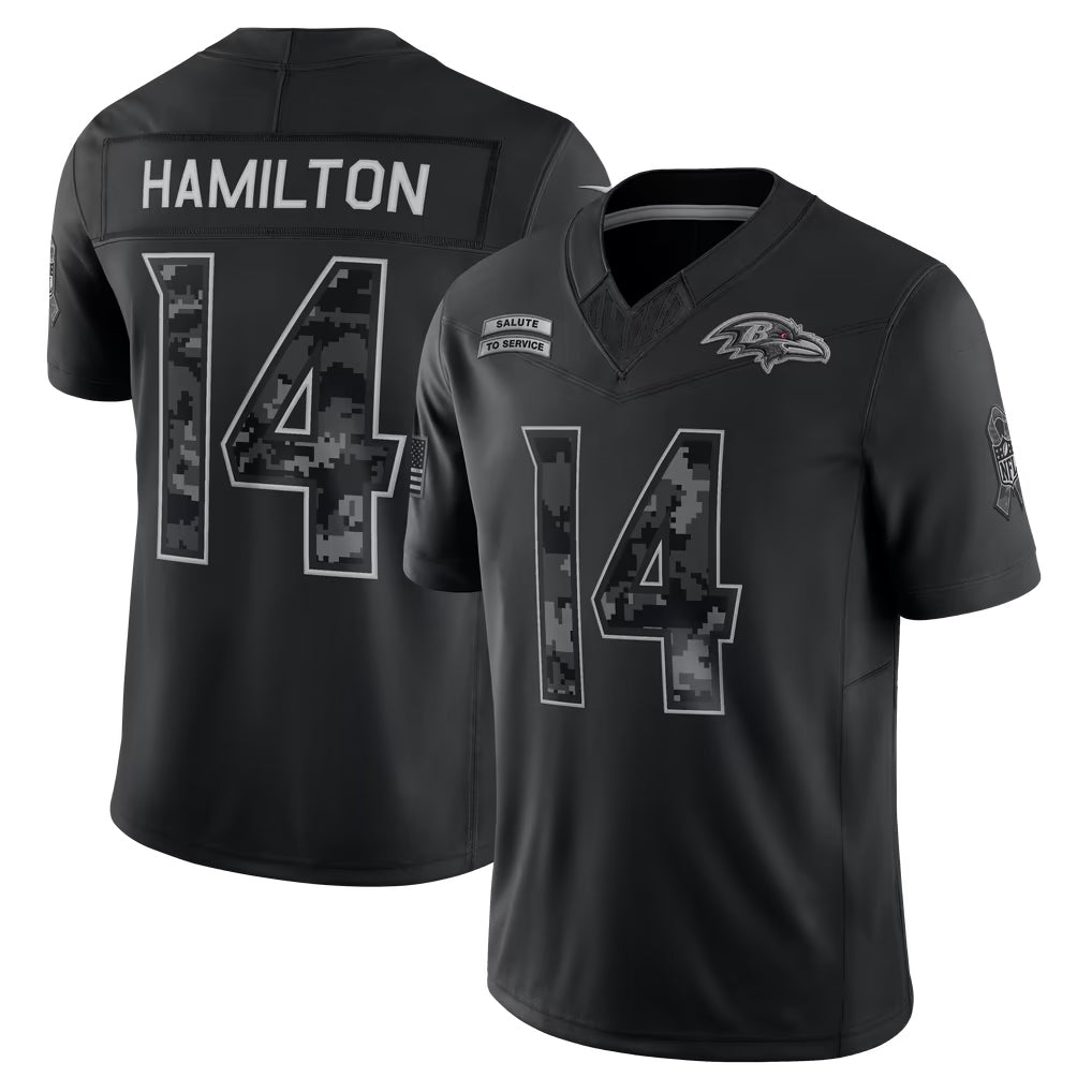 Ddoa B.Ravens #14 Kyle Hamilton Player Black Limited 2026 Salute to Service Home Game Stitched Jerseys