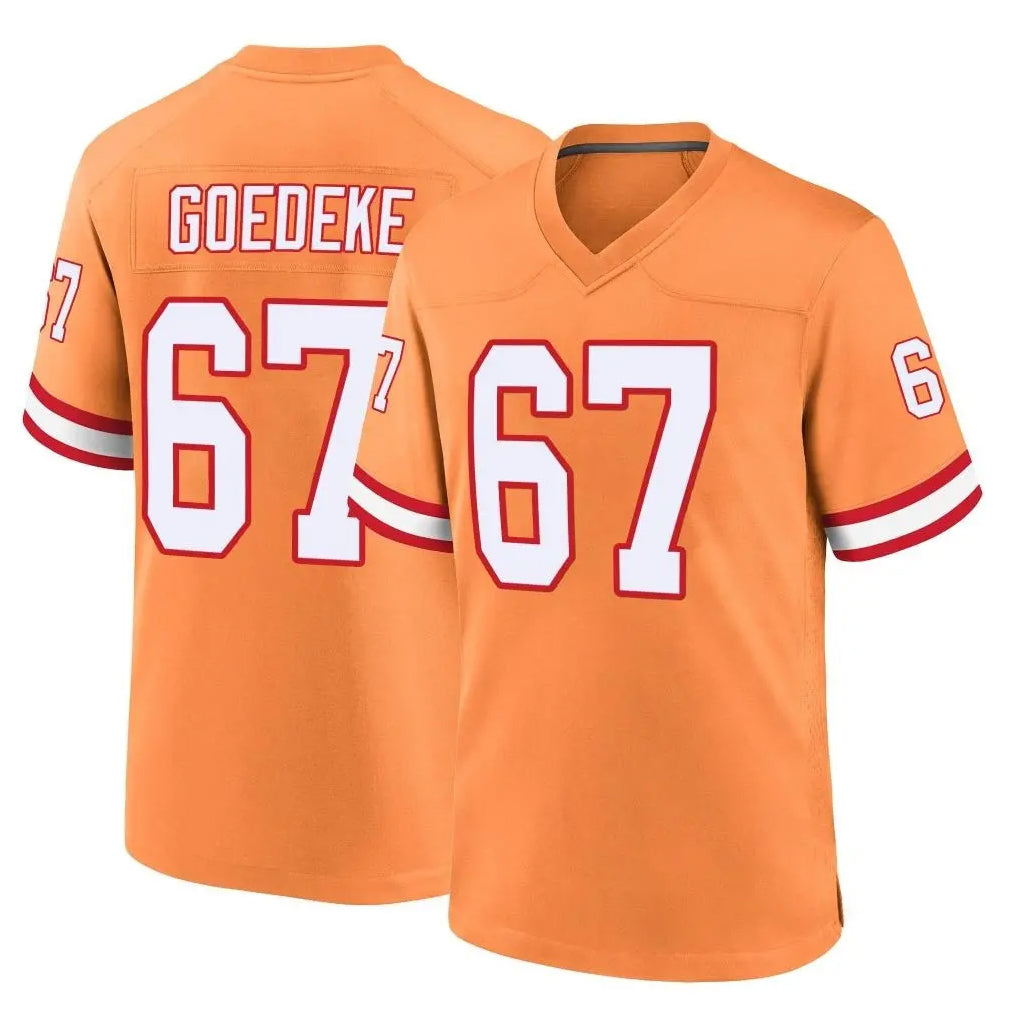 TB.Buccaneers #67 Luke Goedeke Player Orange Throwback Home Game Ddoa Stitched Jerseys
