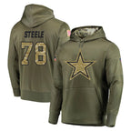 D.Cowboys #78 Terence Steele Player Olive Salute to Service Pullover Hoodies Home Game Ddoa Stitched Jerseys