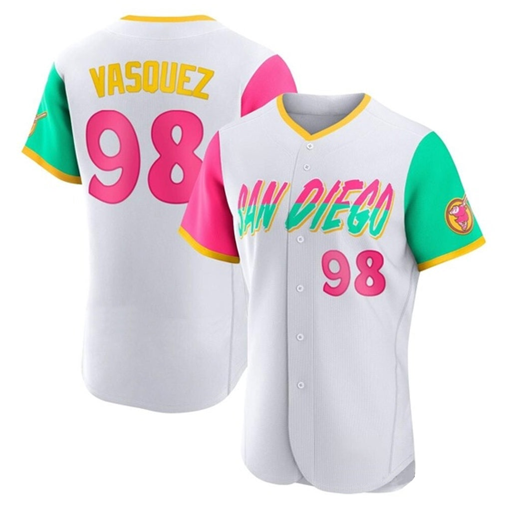 S.Diego Padres #98 Randy Vasquez Player White City Connect Home Limited Elite Ddoa Stitched Jerseys