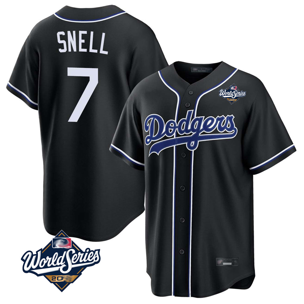 LA.Dodgers #7 Blake Snell Player Black Carbon Limited World Series Home Ddoa Stitched Jerseys