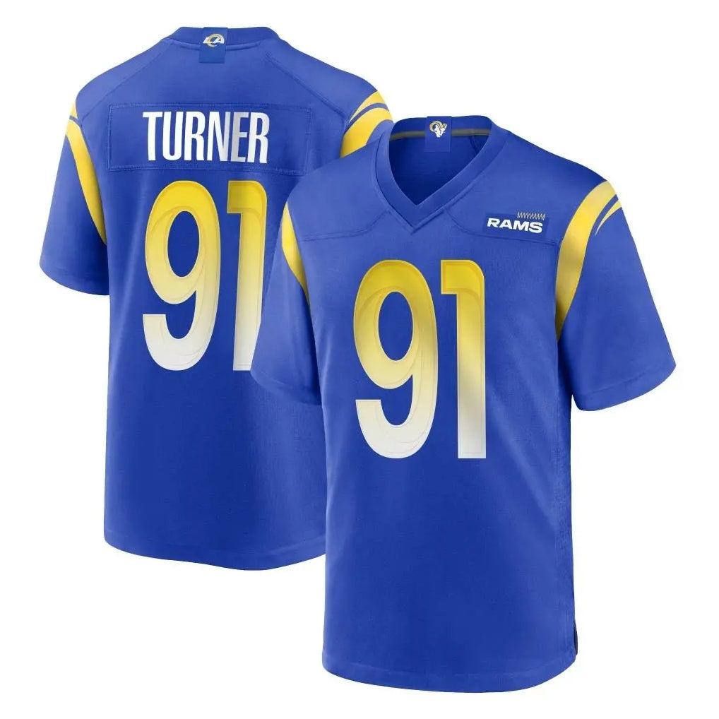 LA.Rams #91 Kobie Turner Player Royal Home Game Ddoa Stitched Jerseys