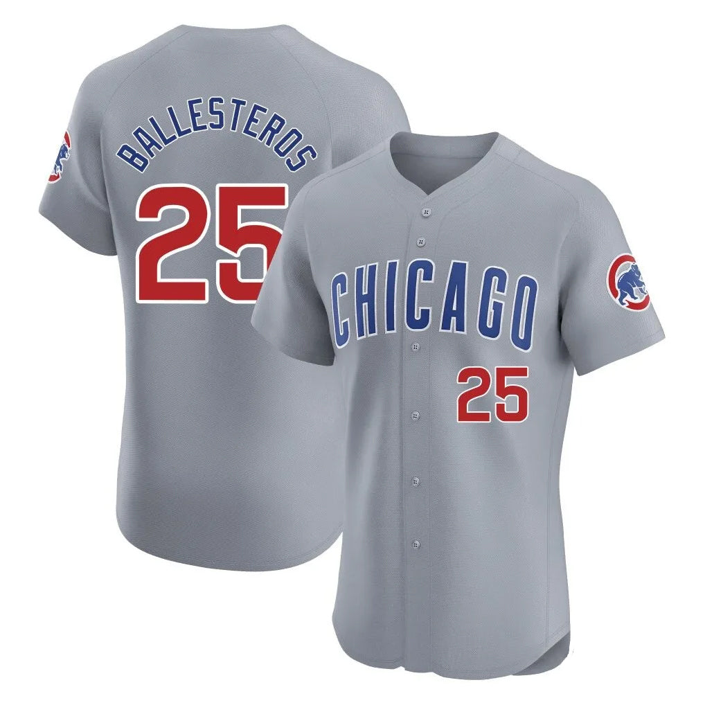 C.Cubs #25 Mois¨¦s Ballesteros Player Gray Road Limited Elite Home Ddoa Stitched Jerseys