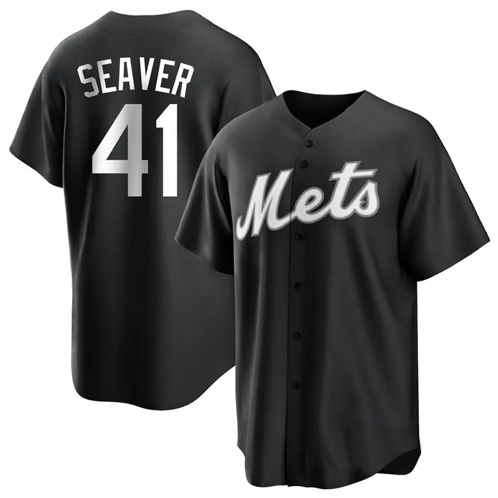 NY.Mets #41 Tom Seaver Player Black Home Game Ddoa Stitched Jerseys