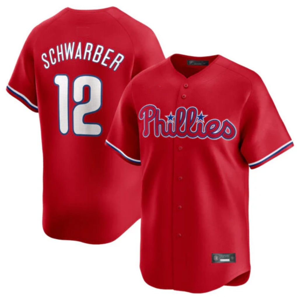 P.Phillies #12 Kyle Schwarber Player Red Home Limited Ddoa Stitched Jerseys