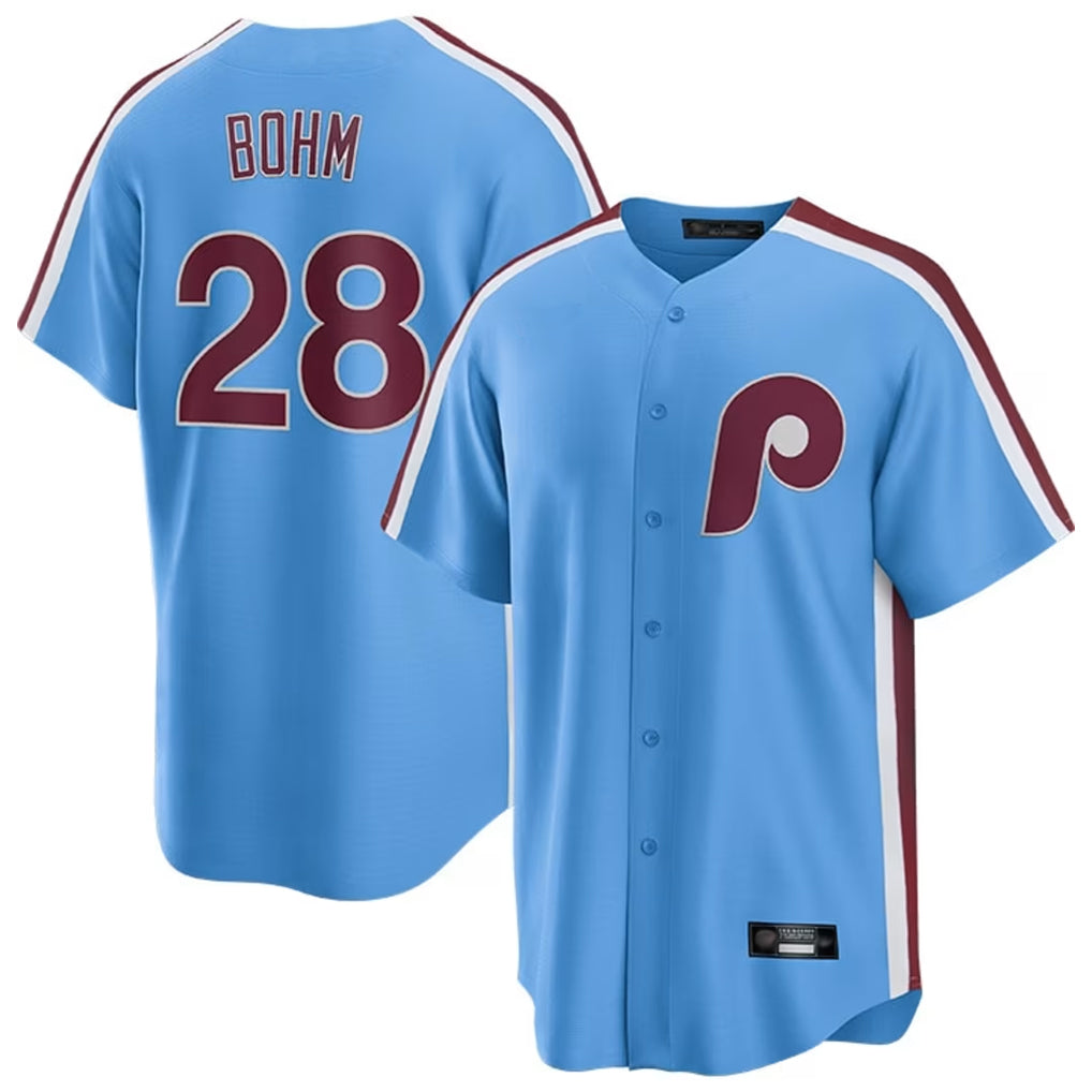 P.Phillies #28 Alec Bohm Player Light Blue Home Game Ddoa Stitched Jerseys