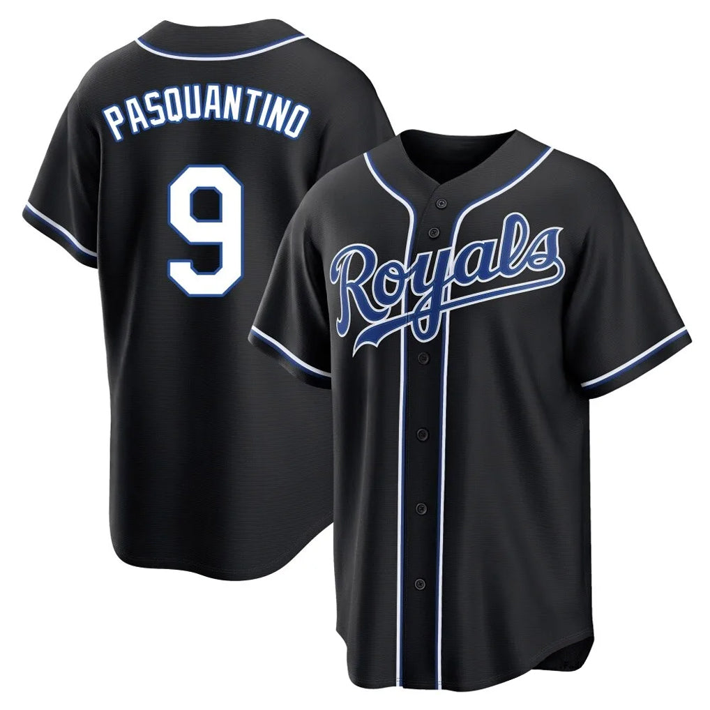 KC.Royals #9 Vinnie Pasquantino Player Black Carbon Fashion Home Game Ddoa Stitched Jerseys