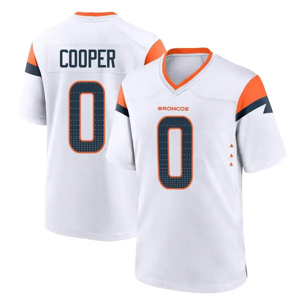 D.Broncos #0 Jonathon Cooper Player White Home Game Ddoa Stitched Jerseys