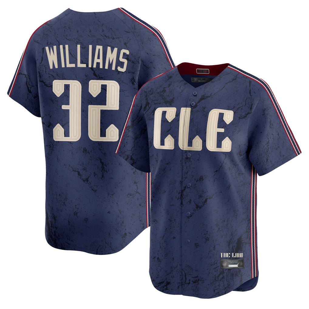 C.Guardians #32 Gavin Williams Player Navy City Connect Limited Home Ddoa Stitched Jerseys