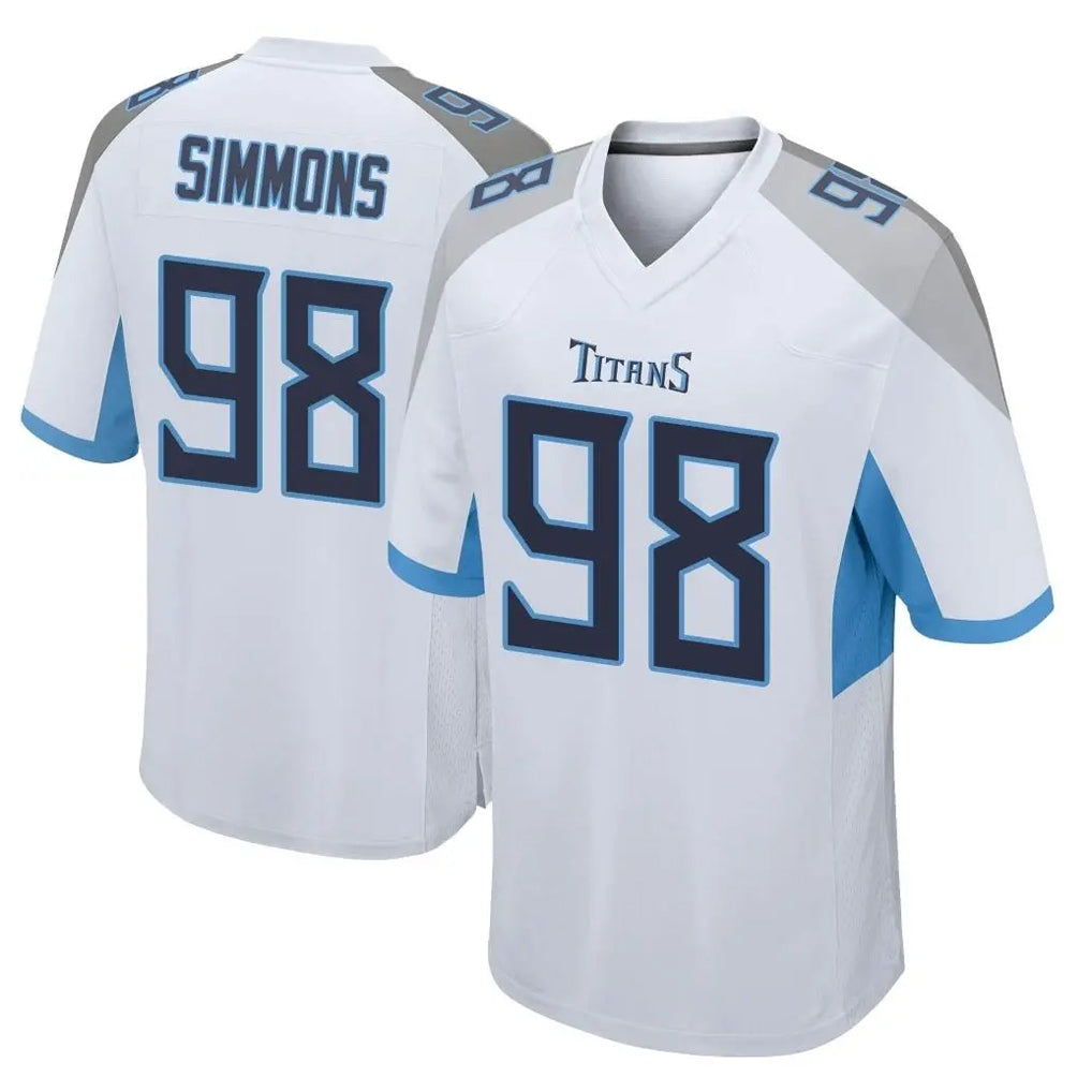 T.Titans #98 Jeffery Simmons Player White Home Game Ddoa Stitched Jerseys