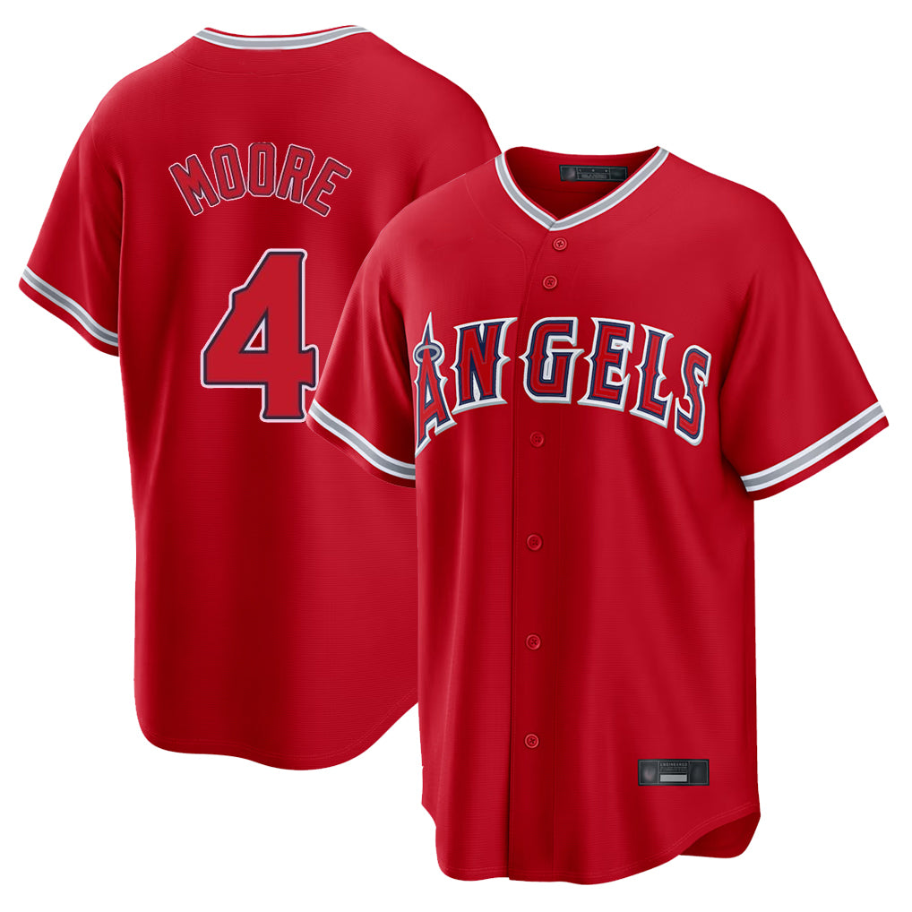 LA.Angels #4 Christian Moore Player Red Home Game Ddoa Stitched Jerseys
