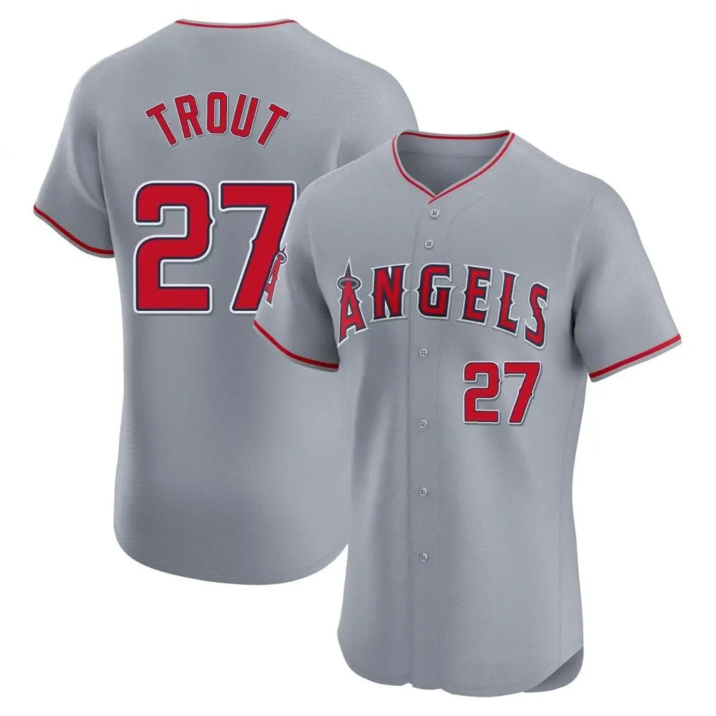 LA.Angels #27 Mike Trout Player Gray Home Limited Elite Ddoa Stitched Jerseys