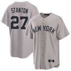 NY.Yankees #27 Giancarlo Stanton Player Gray Game Home Ddoa Stitched Jerseys