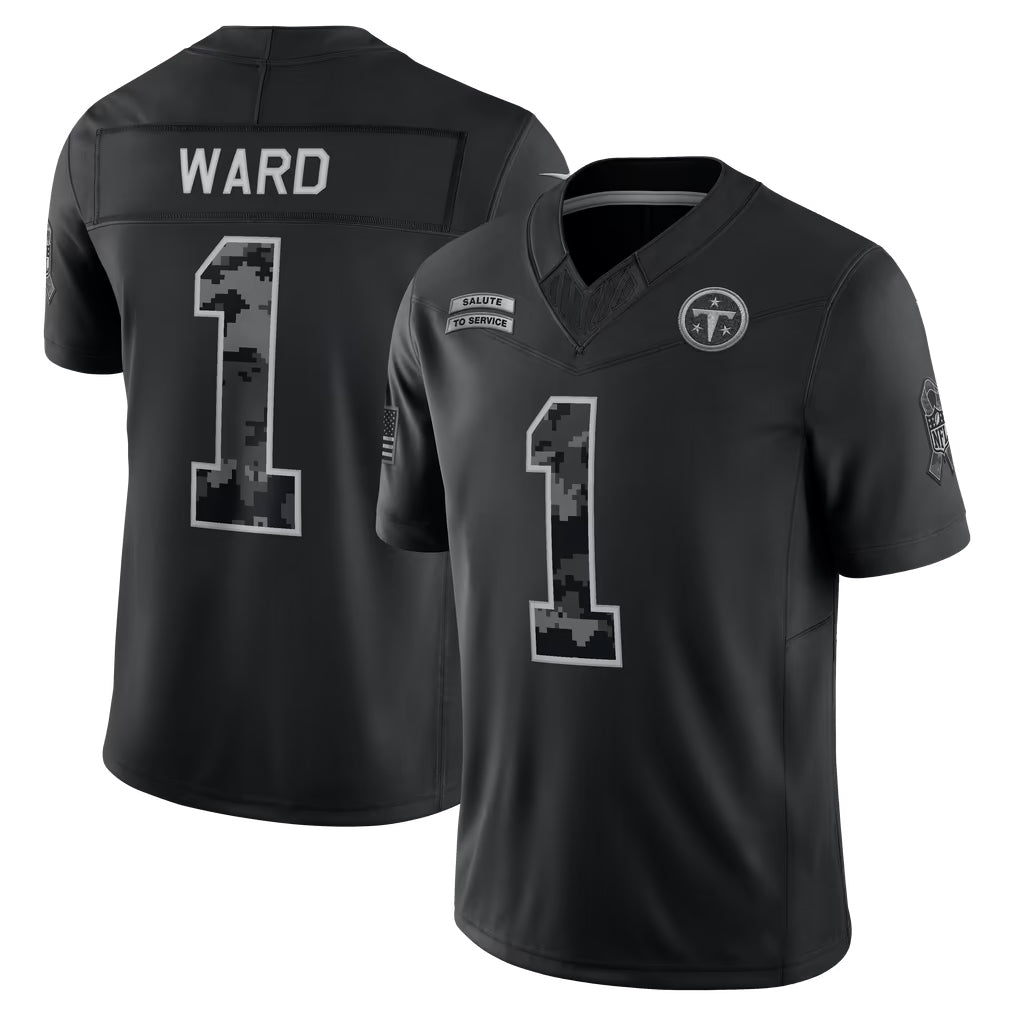 Ddoa T.Titans #1 Cameron Ward Player Black Limited 2026 Salute to Service Home Game Stitched Jerseys