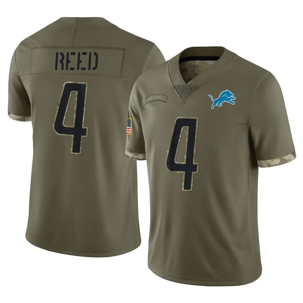 D.Lions #4 D.J. Reed Player Olive Salute To Service Limited Ddoa Stitched Jerseys