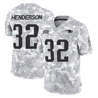 NE.Patriots #32 TreVeyon Henderson Player Arctic Camo Salute To Service Limited Game Ddoa Stitched Jerseys