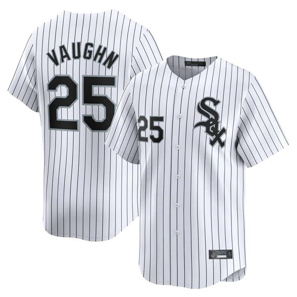 C.White Sox #25 Andrew Vaughn Player White Stripe Limited Home Ddoa Stitched Jerseys