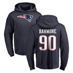 NE.Patriots #90 Christian Barmore Player Navy LOGO Pullover Hoodies Home Game Ddoa Stitched Jerseys