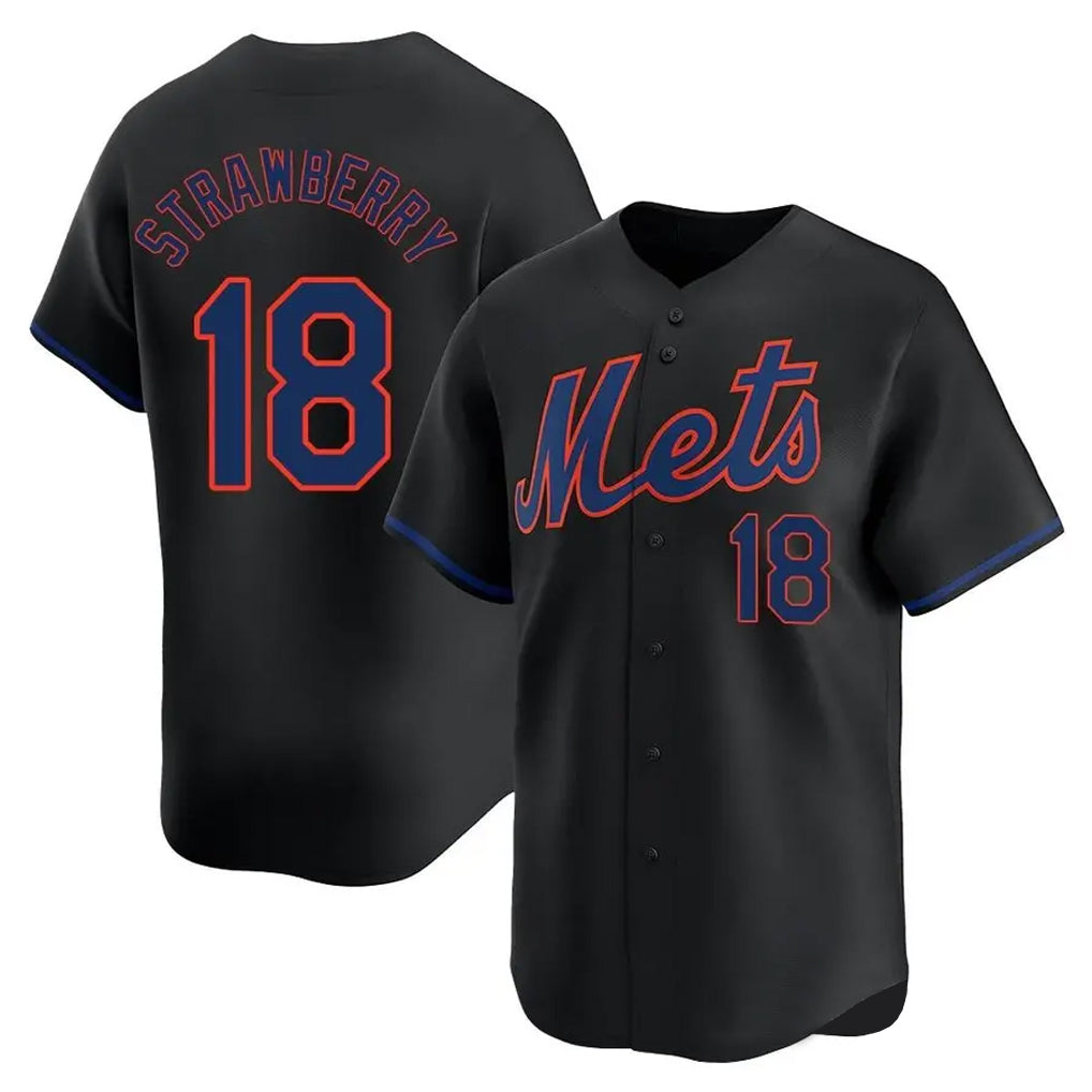 NY.Mets #18 Darryl Strawberry Player Black Alternate Home Limited Ddoa Stitched Jerseys