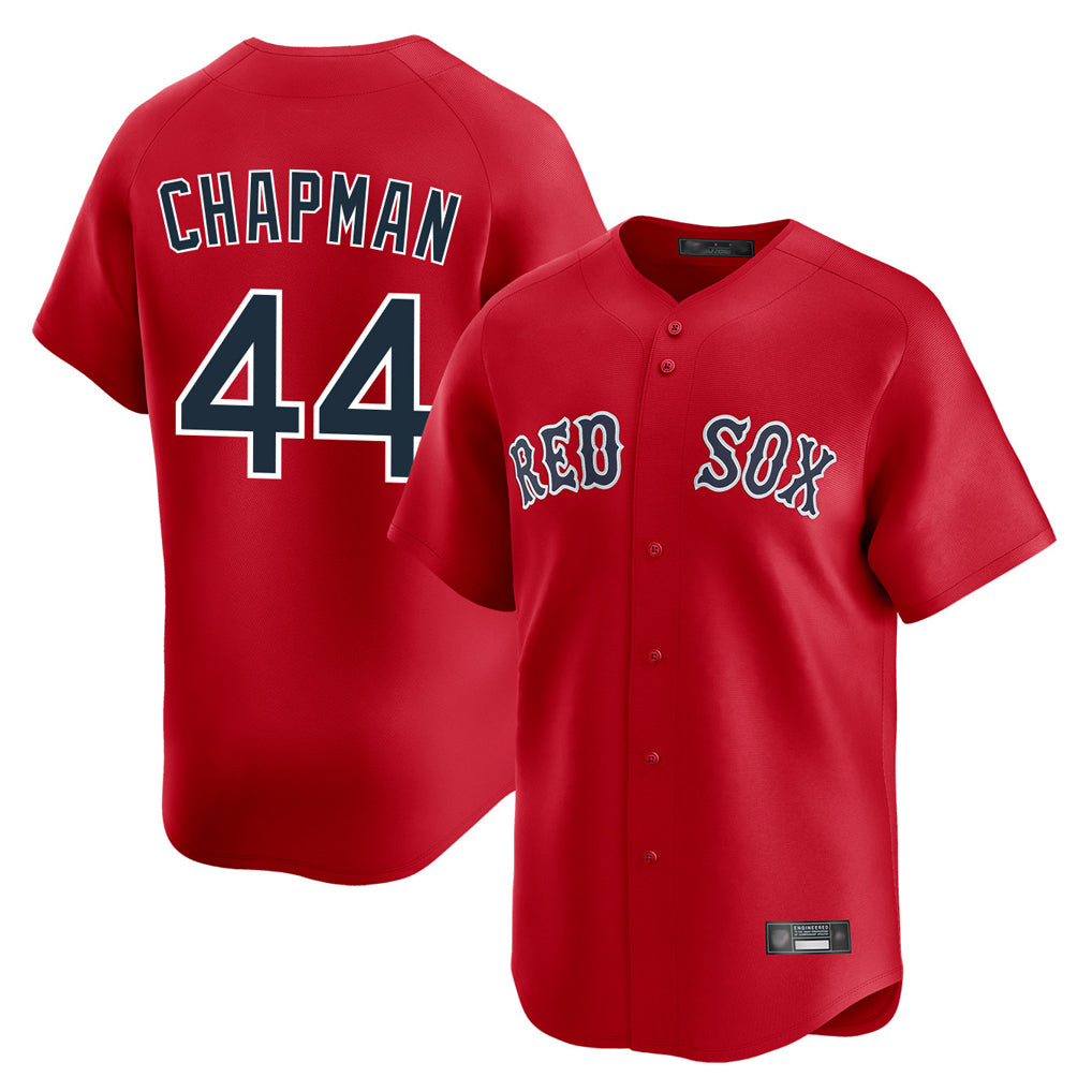 B.Red Sox #44 Aroldis Chapman Player Red Limited Home Game Ddoa Stitched Jerseys