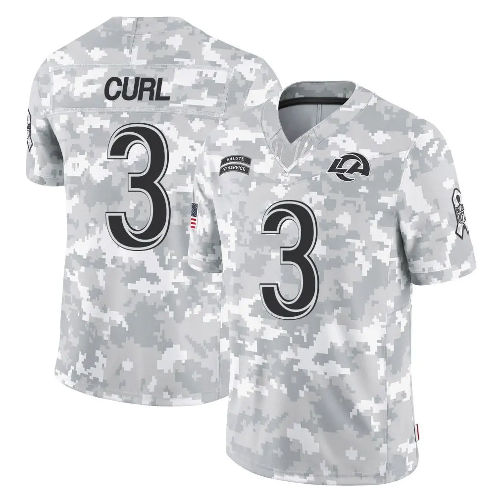 LA.Rams #3 Kam Curl Player Arctic Camo Salute To Service Limited Game Ddoa Stitched Jerseys