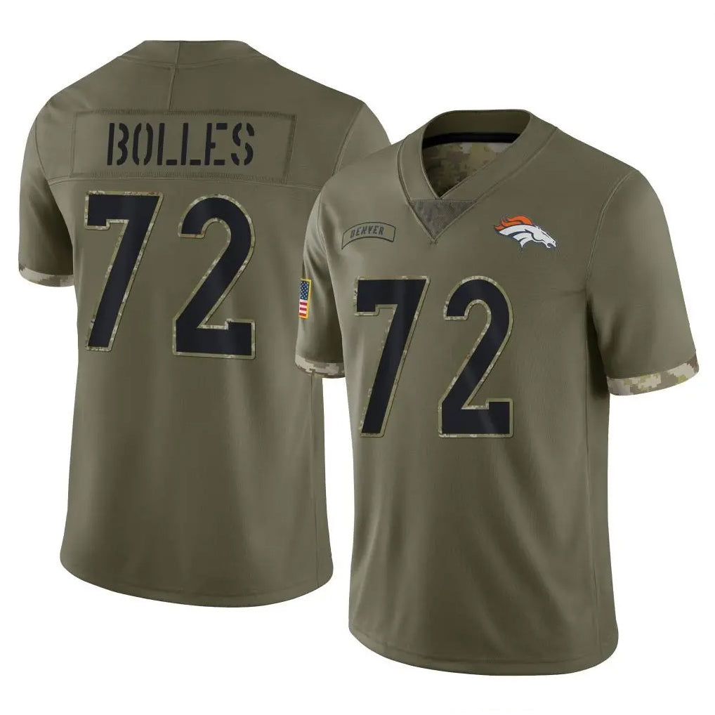 D.Broncos #72 Garett Bolles Player Olive Salute To Service Limited Ddoa Stitched Jerseys