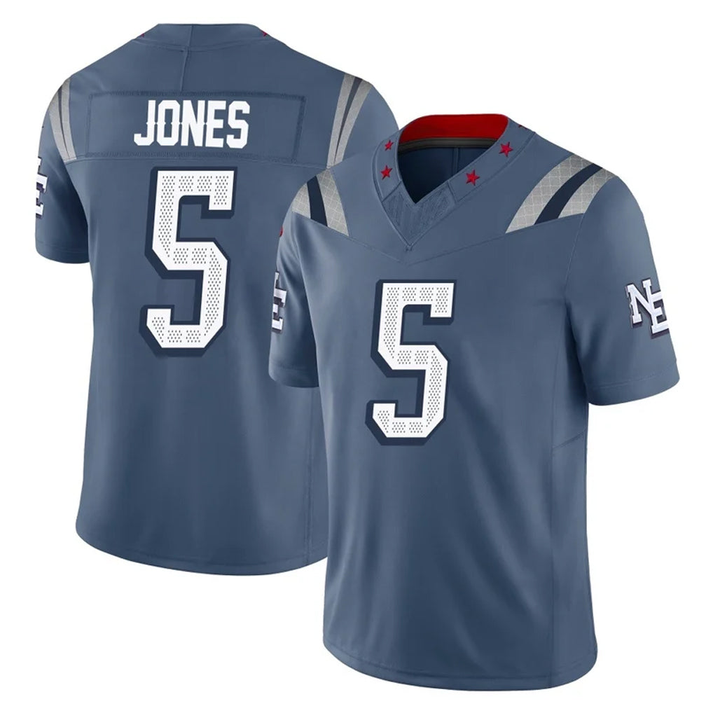 NE.Patriots #5 Dre'Mont Jones Player Blue Limited Rivalries Collection Home Game Ddoa Stitched Jerseys