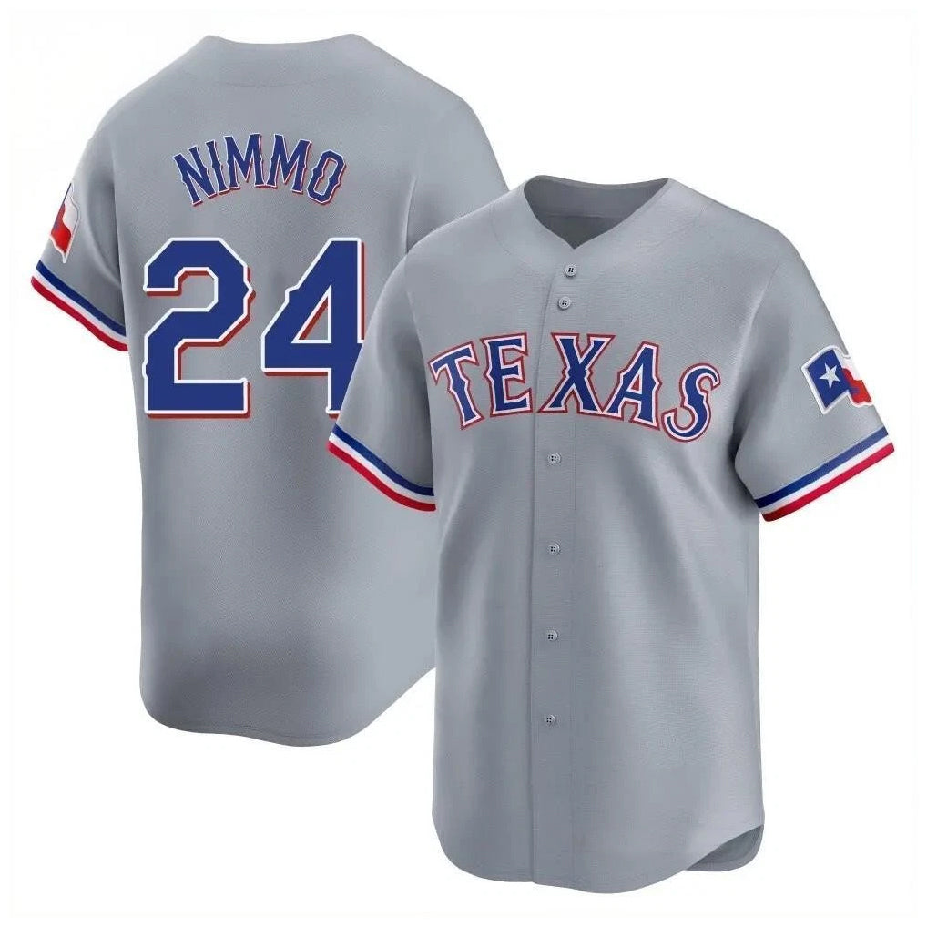 T.Rangers #24 Brandon Nimmo Player Gray Home Limited Ddoa Stitched Jerseys