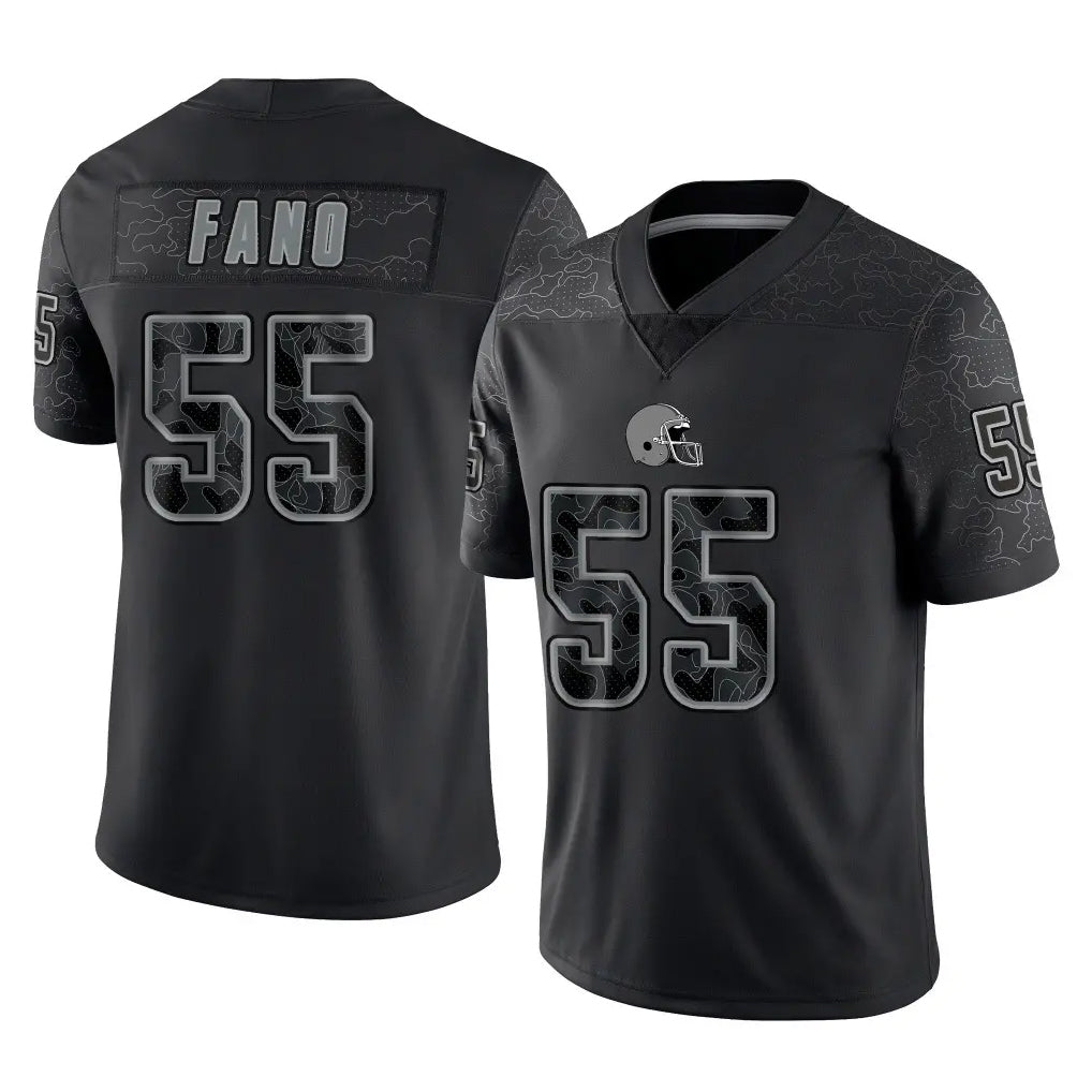 C.Browns #55 Spencer Fano Player Black Reflective Home Game Ddoa Stitched Jerseys