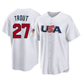 LA.Angels #27 Mike Trout Player White USA World Classic Game Home Ddoa Stitched Jerseys
