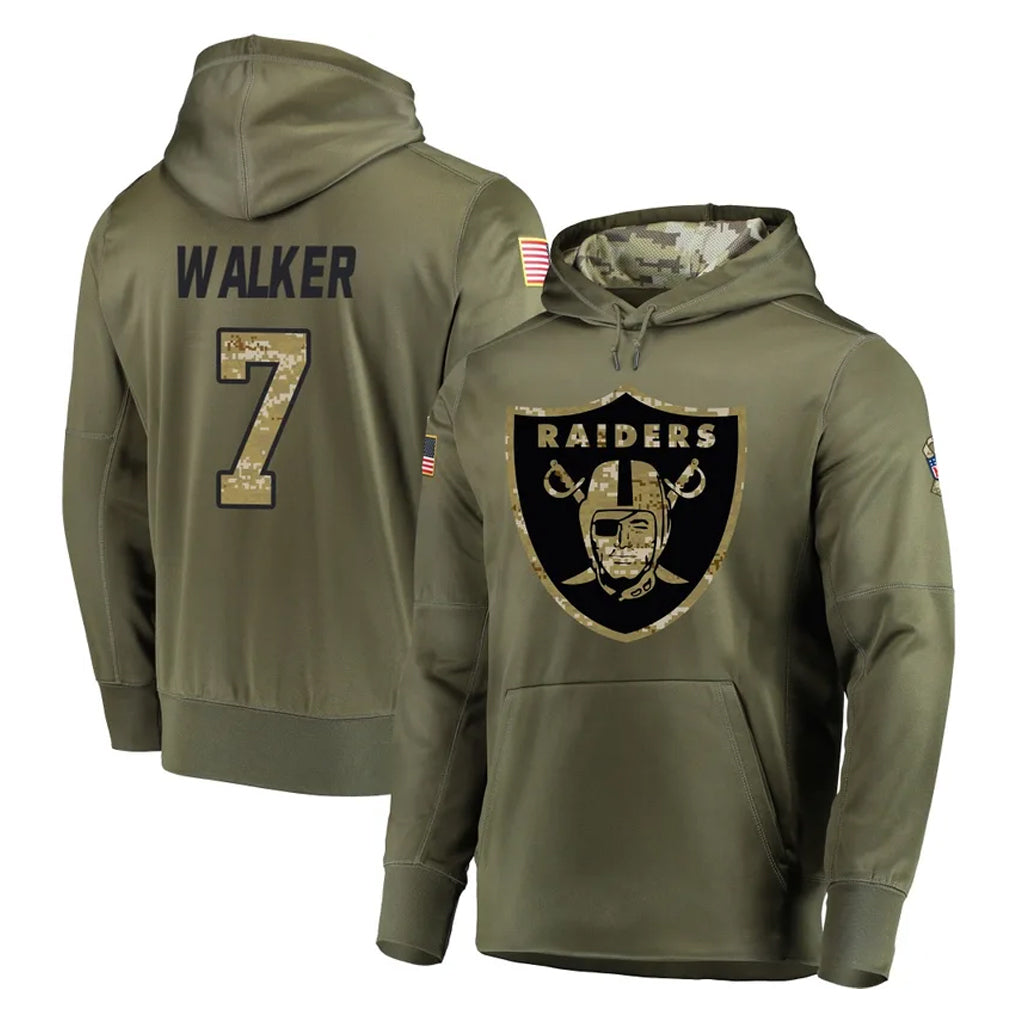 LV.Raiders #7 Quay Walker Player Olive Salute to Service Pullover Hoodies Home Game Ddoa Stitched Jerseys