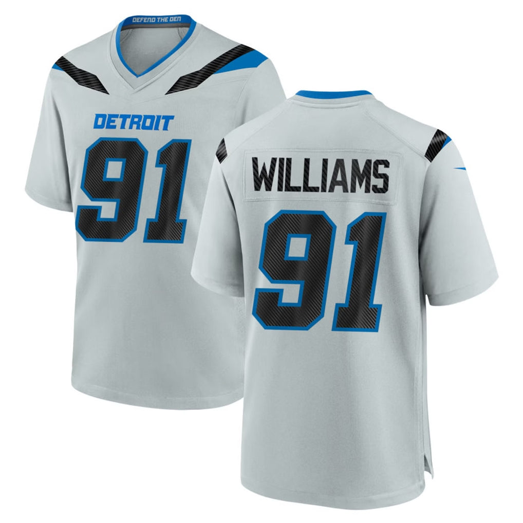 D.Lions #91 Tyleik Williams Player Silver 2026 Rivalries Collection Home Game Ddoa Stitched Jerseys