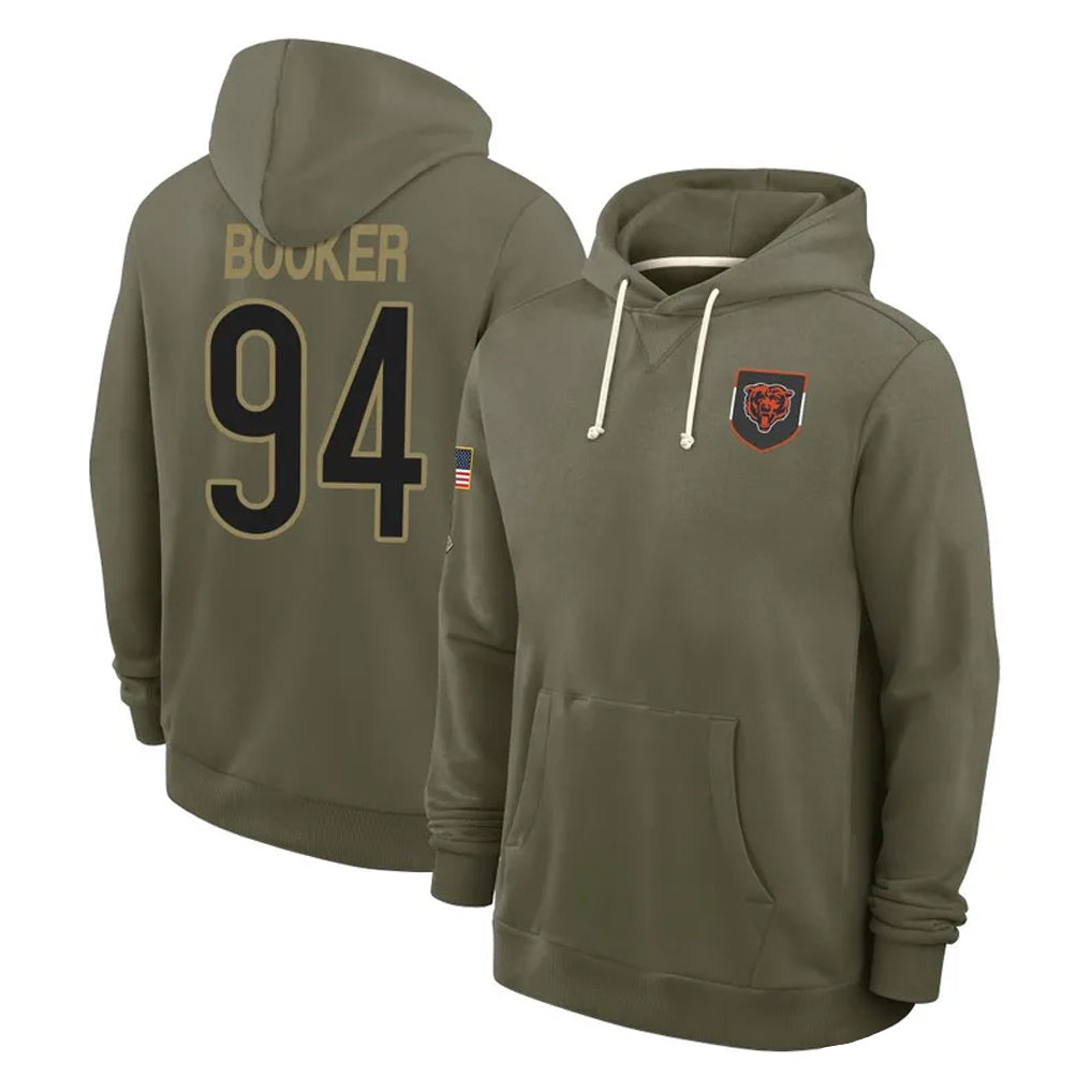 C.Bears #94 Austin Booker Player Olive Salute to Service Pullover Hoodies Limited Ddoa Stitched Jerseys