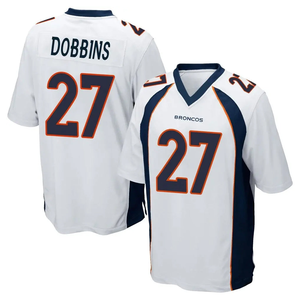 D.Broncos #27 J.K. Dobbins Player White Game Ddoa Stitched Jerseys