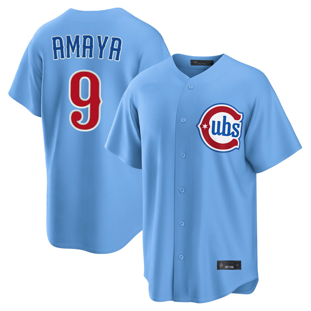 C.Cubs #9 Miguel Amaya Player Light Blue Home Game Ddoa Stitched Jerseys