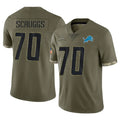 D.Lions #70 Juice Scruggs Player Olive Salute To Service Limited Ddoa Stitched Jerseys