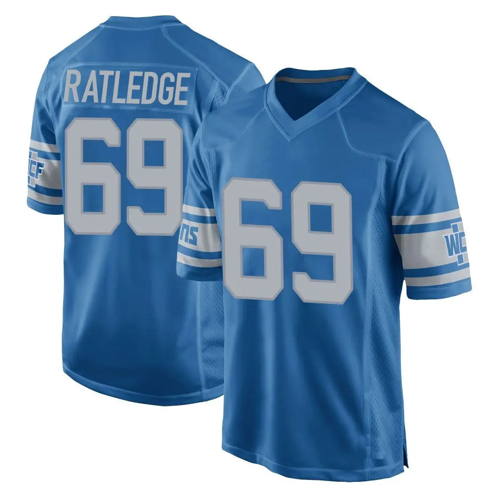D.Lions #69 Tate Ratledge Player Blue Vapor Untouchable Throwback Game Ddoa Stitched Jerseys