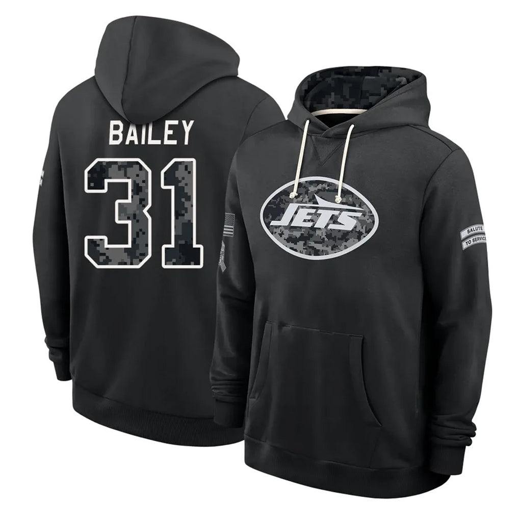 NY.Jets #31 David Bailey Player 2026 Black Logo Pullover Hoodies Limited Game Ddoa Stitched Jerseys