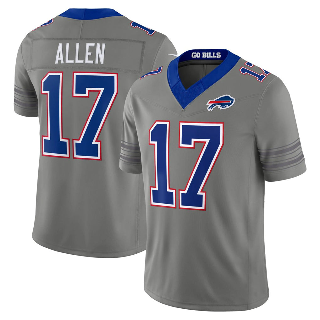 B.Bills #17 Josh Allen Player Gray Nickel City Limited Home Game Ddoa Stitched Jerseys