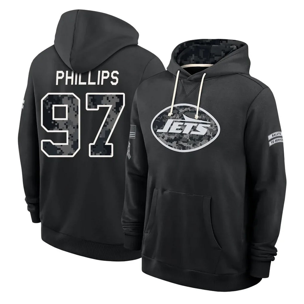 NY.Jets #97 Harrison Phillips Player 2026 Black Logo Pullover Hoodies Limited Game Ddoa Stitched Jerseys