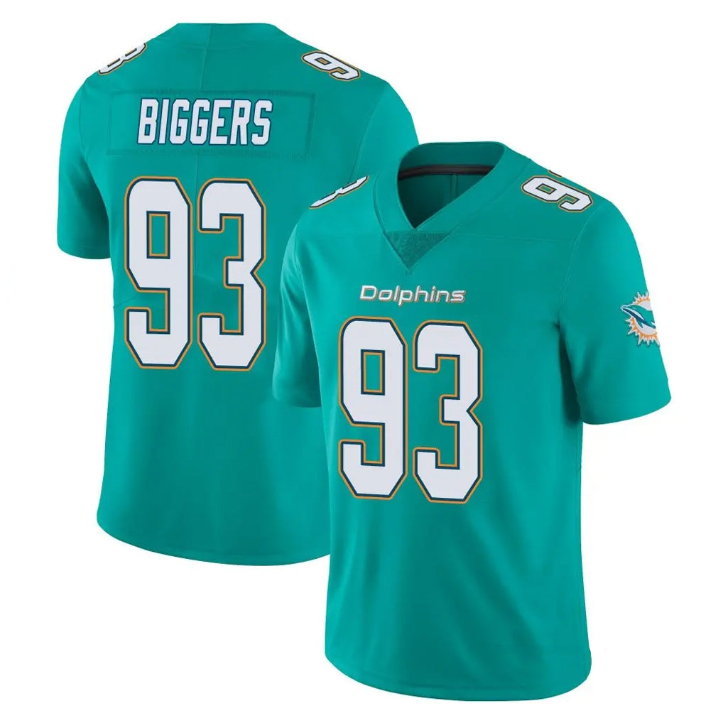 M.Dolphins #93 Zeek Biggers Player Aqua Limited Vapor Untouchable Home Game Ddoa Stitched Jerseys