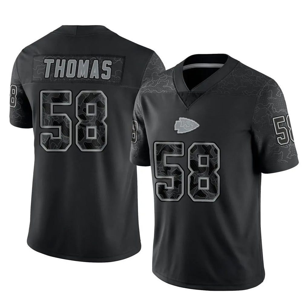 KC.Chiefs #58 Derrick Thomas Player Black Limited Reflective Game Ddoa Stitched Jerseys