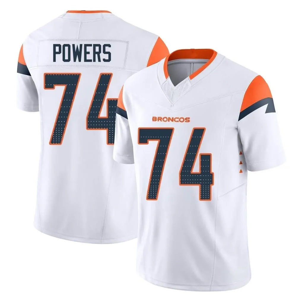 D.Broncos #74 Ben Powers Player White Limited Vapor F.U.S.E. Home Game Ddoa Stitched Jerseys
