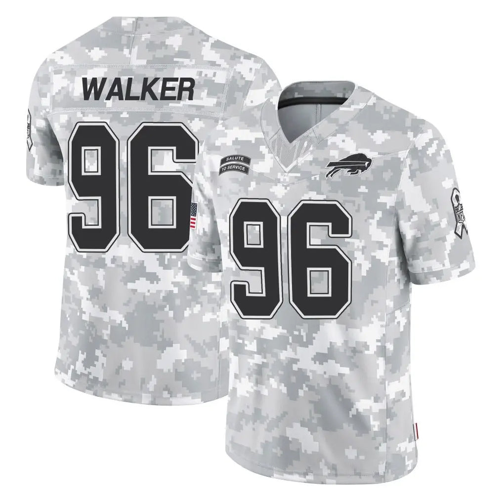 B.Bills #96 Deone Walker Player Arctic Camo Salute to Service Limited Game Ddoa Stitched Jerseys